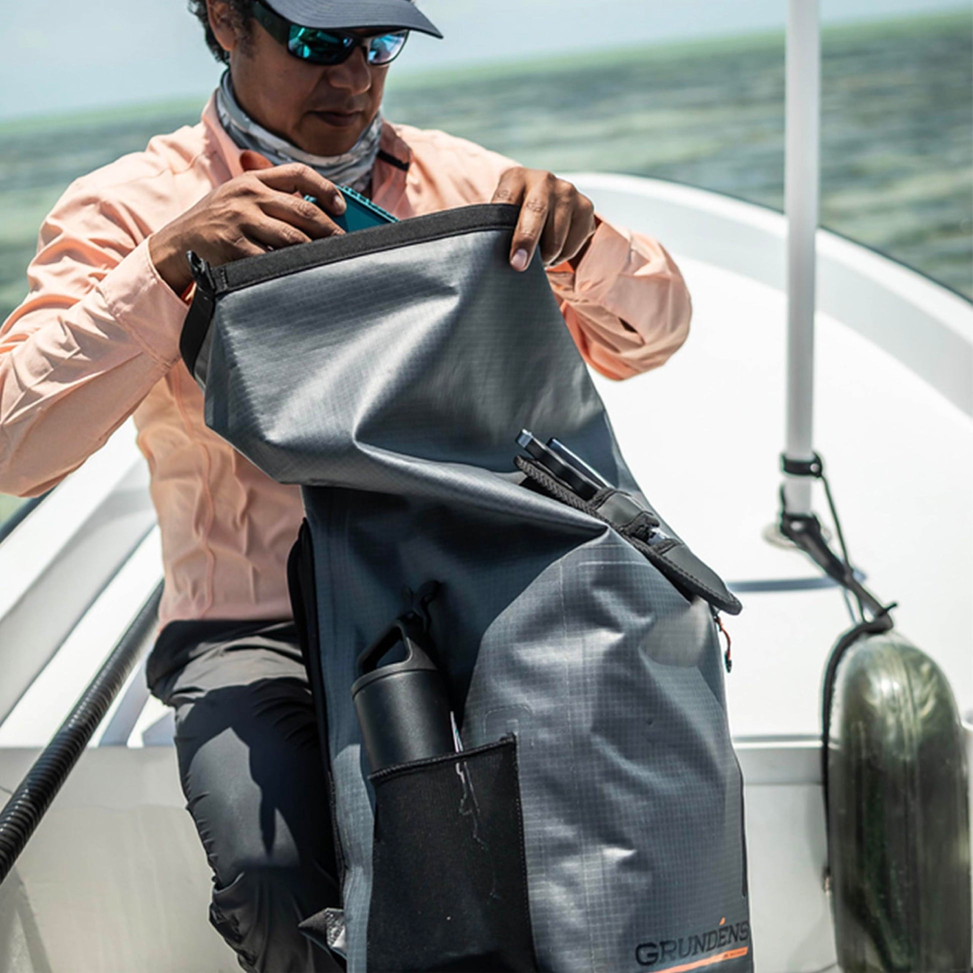 Grundéns Bootlegger Roll Top Backpack - Waterproof Pack, Anchor