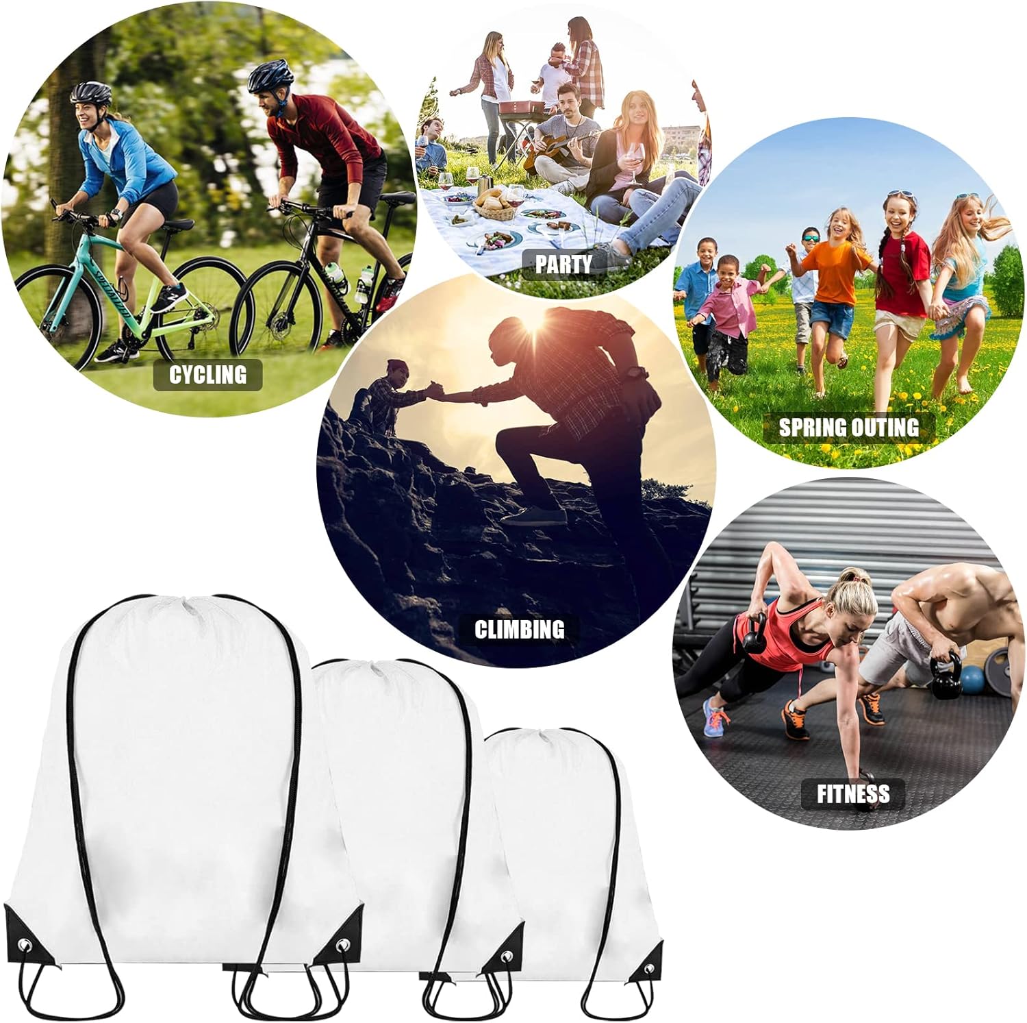 20 Pieces Drawstring Backpack Bulk Cinch Sackpack Ployster Drawstring Bags for Gym Party Trip(White)