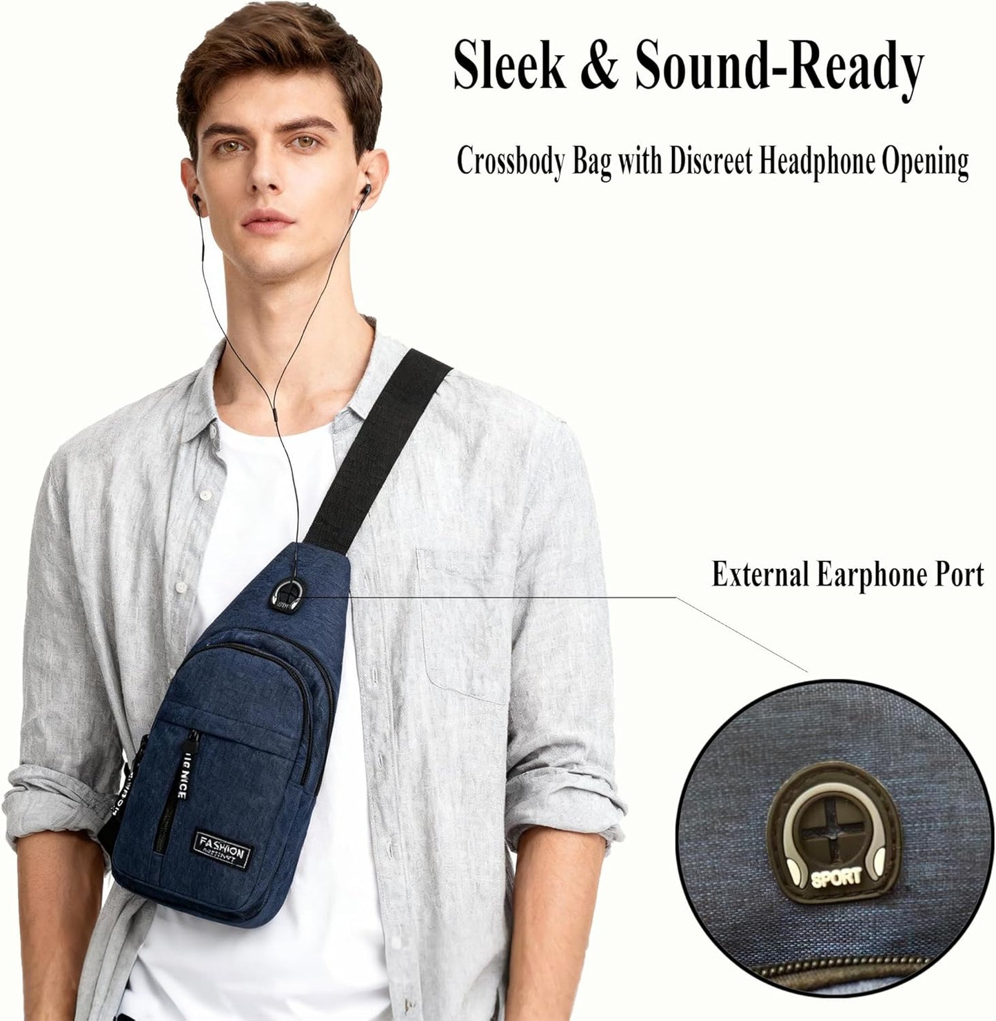 Sling Bag for Men Women, Unisex Crossbody Chest Bag, Multi-Pocket Lightweight Daypack for Travel Hiking