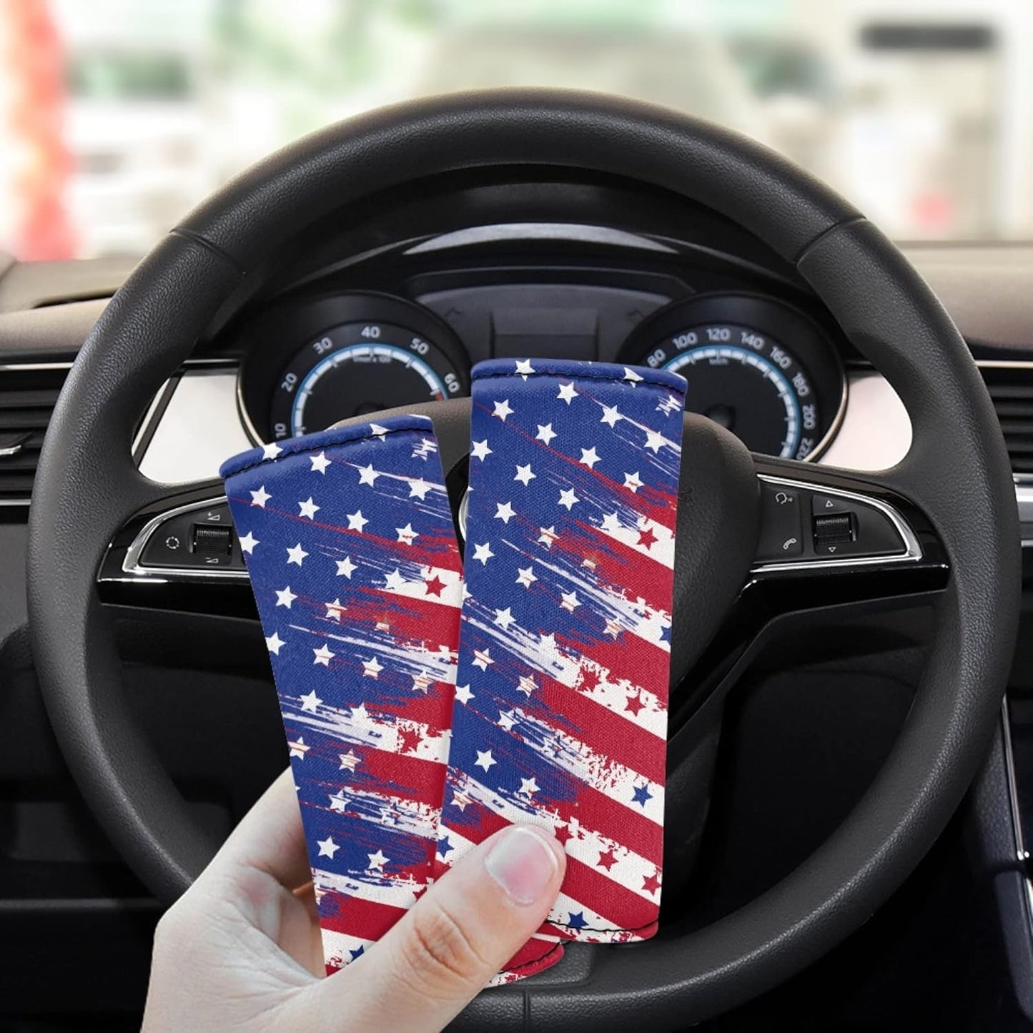 4th of July Flag Luggage Handle Wrap Grip for Suitcase,2 Pack American Stars And Stripes Luggage Grip Wraps Suitcase Identifiers,Soft Trolley Case Grip Cover