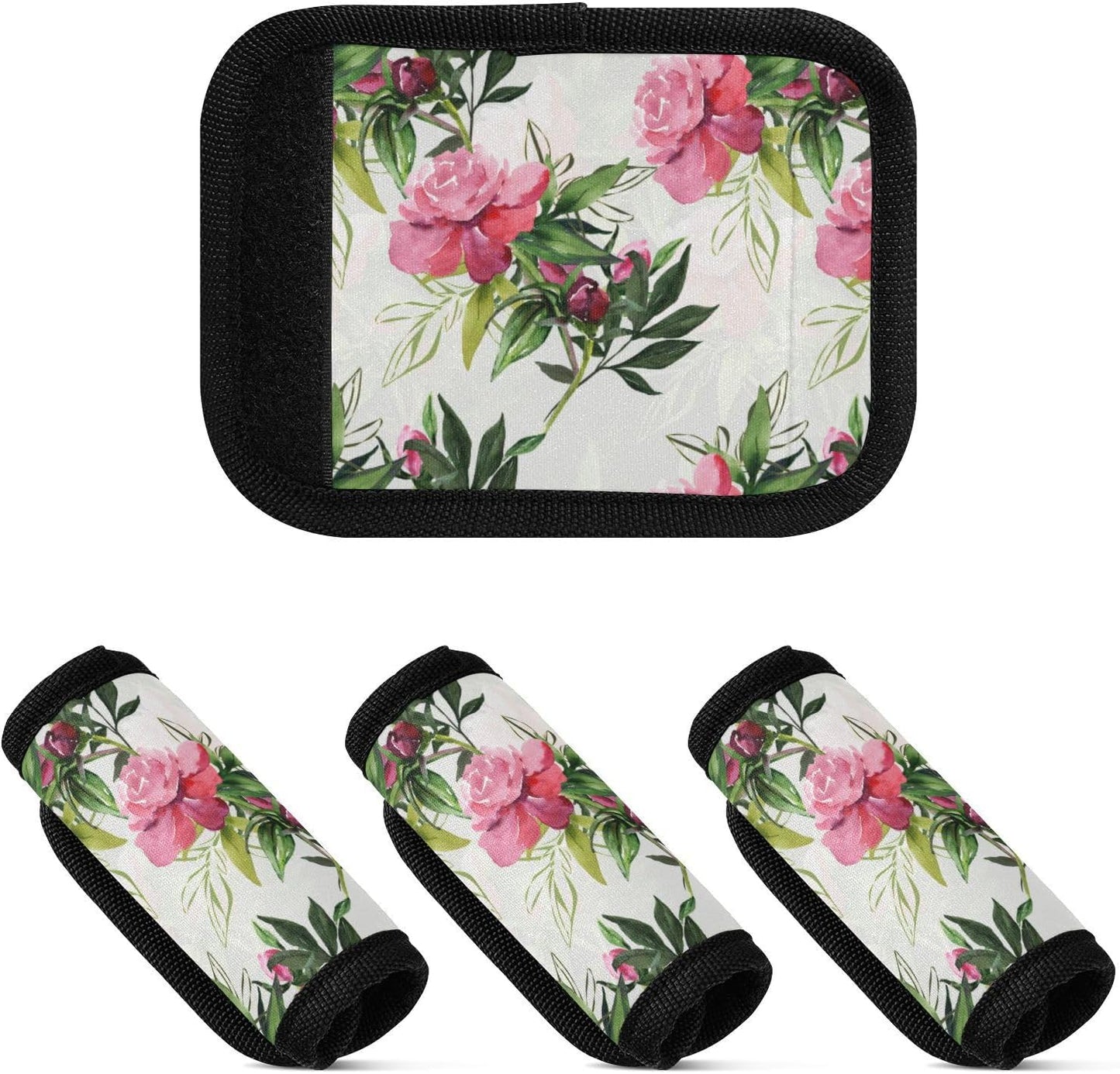 4Pcs Luggage Handle Wrap Suitcase Identifier Handle Covers Tags Soft Travel Bags Luggage Handle Gripper Accessories for Airplane Flying Rose Watercolor