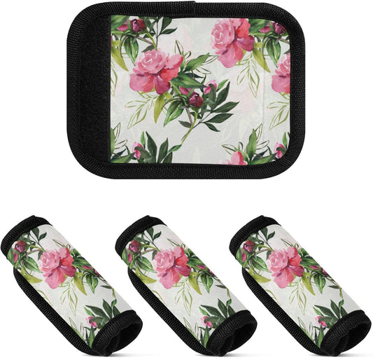 4Pcs Luggage Handle Wrap Suitcase Identifier Handle Covers Tags Soft Travel Bags Luggage Handle Gripper Accessories for Airplane Flying Rose Watercolor