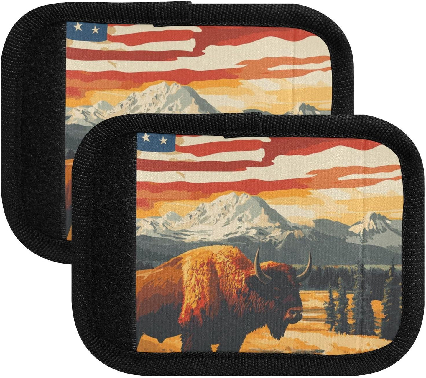 July 4th Yellowstone National Park Red 4 Pack Luggage Handle Wraps Covers for Suitcase Identifiers Bag Tags Travel Accessories