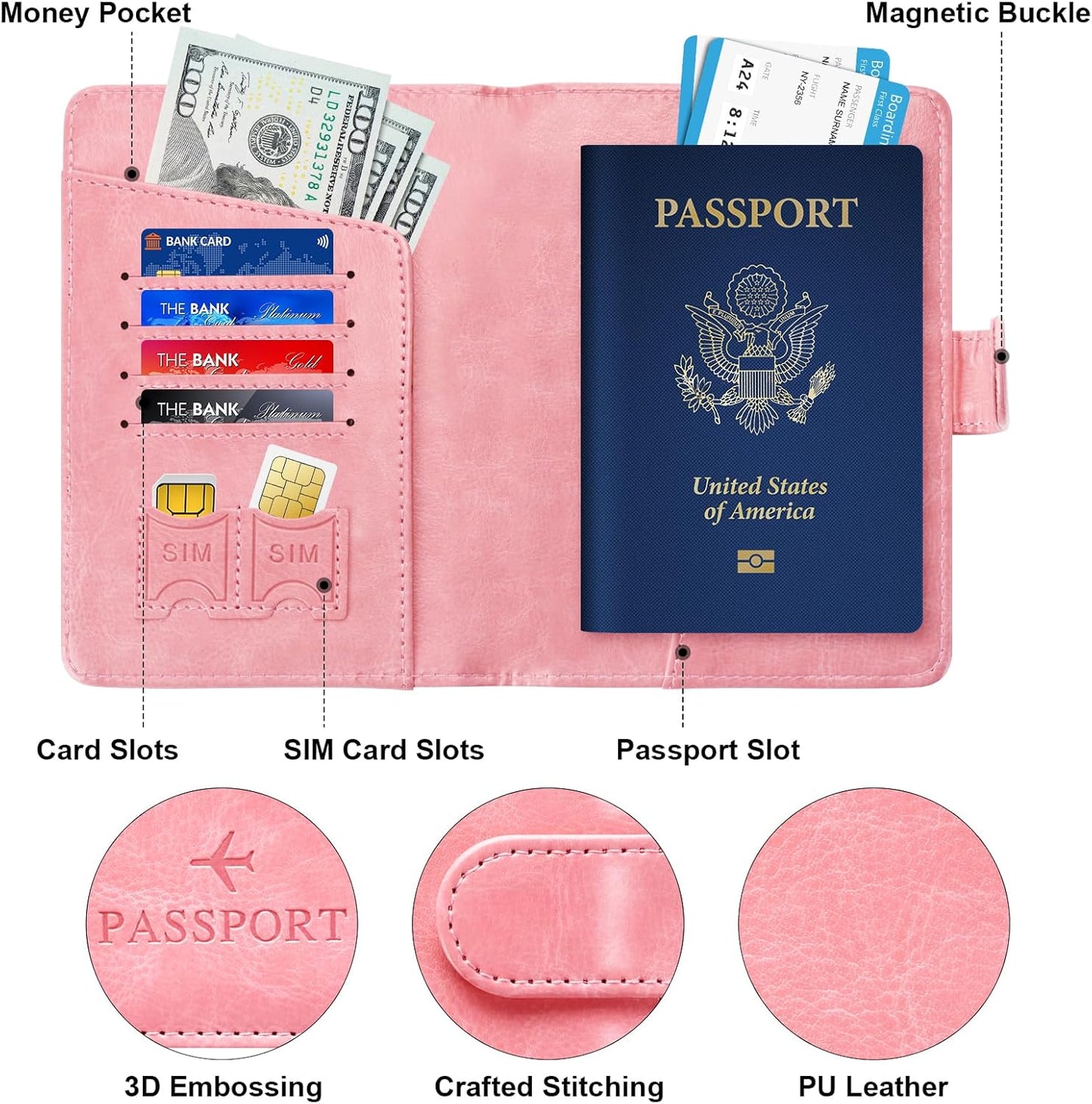 Herain Passport Holder for Travel Cruise Essentials, Passport Cover Wallet Case Women Men Family, RFID Passports Book Holders Travels Gifts Must Haves Accessories