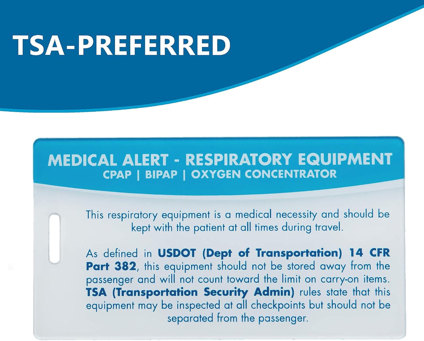 Medical Equipment ID Identification Luggage Tag | Blue | Medical Alert | Carry-On Respiratory Devices | Travel Supplies | Bag Tag | Luggage Gift