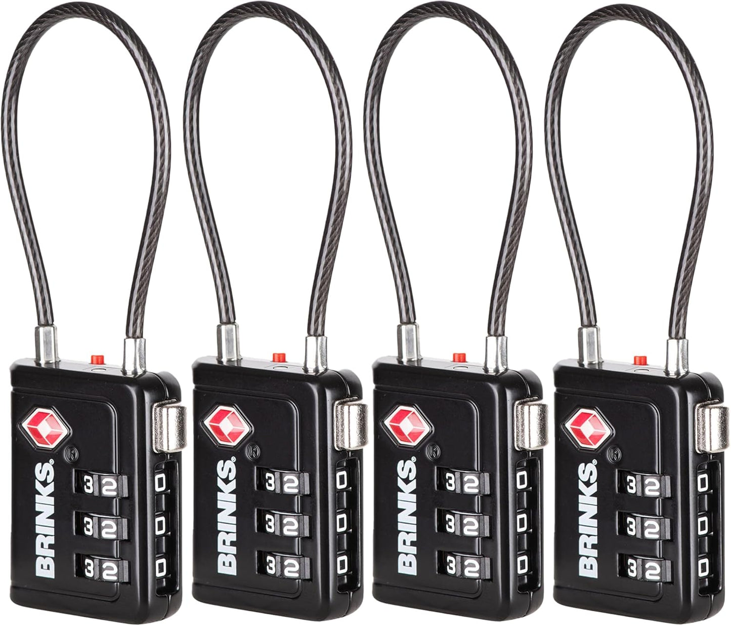 Brinks TSA Accepted Indicator Luggage Lock, Black - Resettable 3-Dial Combination, 2.5 inch Long