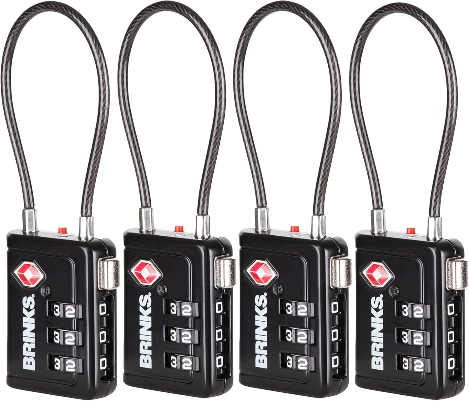 Brinks TSA Accepted Indicator Luggage Lock, Black - Resettable 3-Dial Combination, 2.5 inch Long