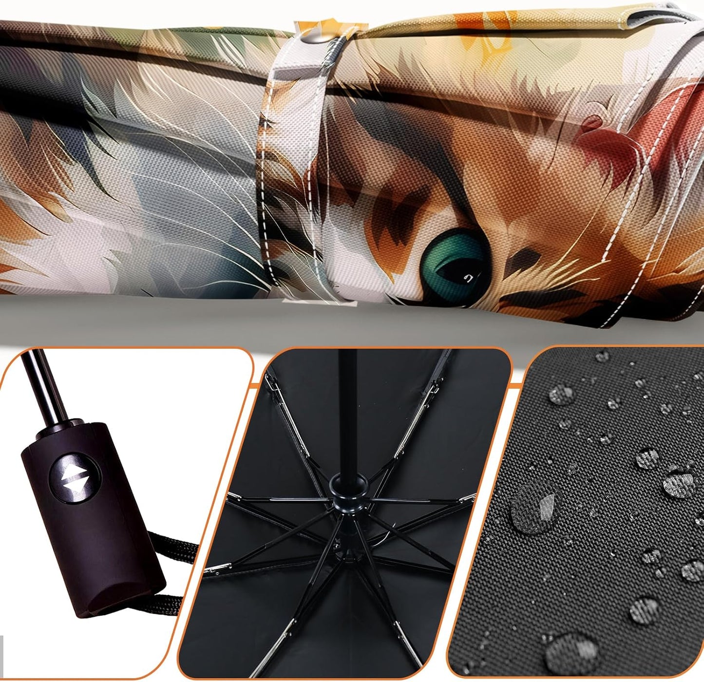 Small Compact Travel Automatic Folding Umbrella for Women, Portable Lightweight, Rain, Wind, UV Sun