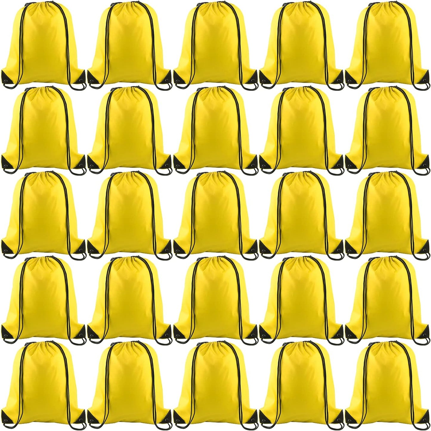 KUUQA 60Pcs Yellow Drawstring Backpacks - Gym, Travel, Storage Bags