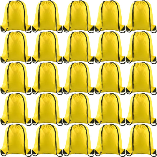 KUUQA 25Pcs Yellow Drawstring Bags - String Backpacks for Gym, Sport, Traveling