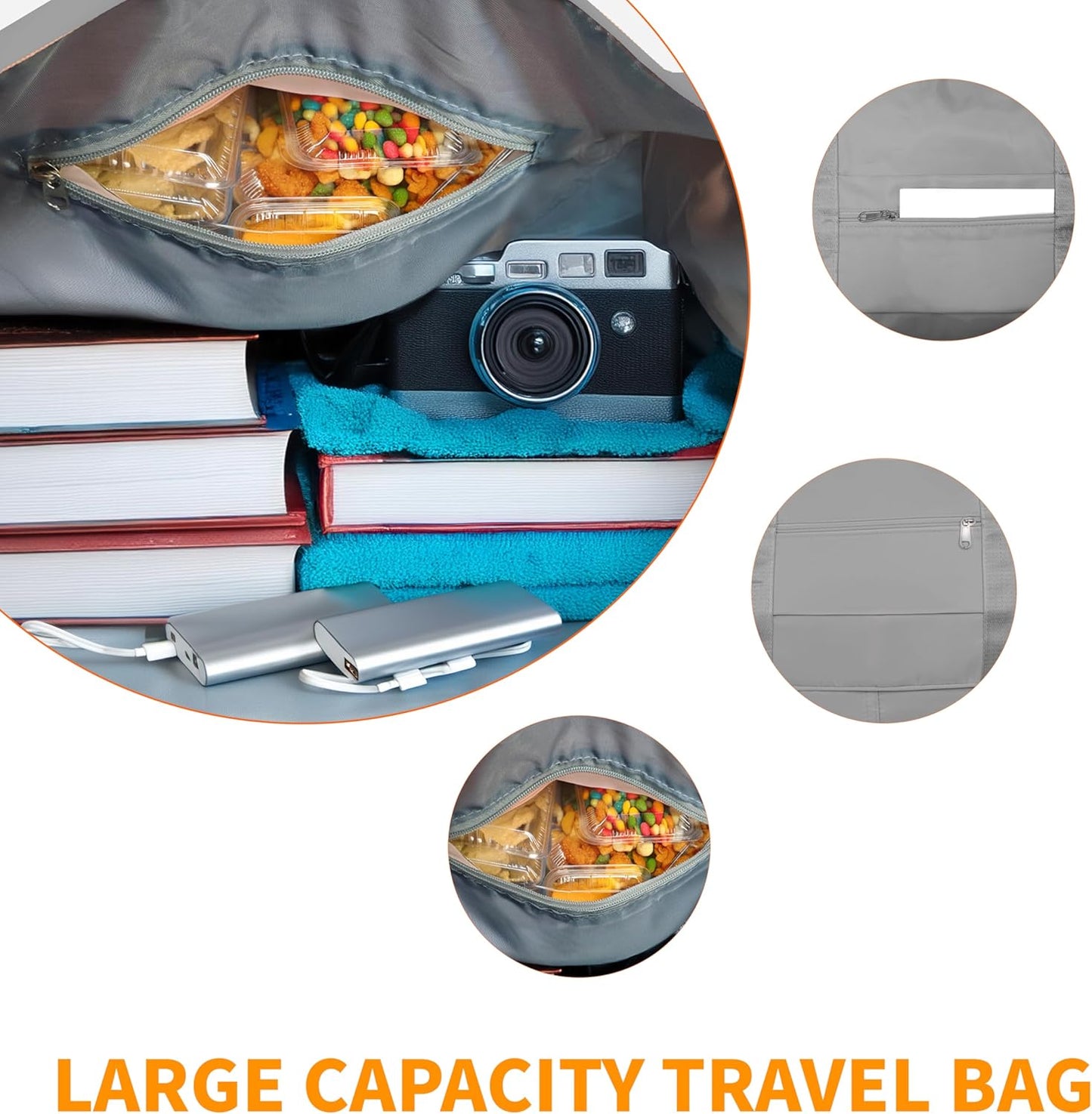 Finnhomy 50L Expandable Rolling Duffel Bag with Wheels Foldable Duffel Bag for Travel Carry on Bag with Wheels Luggage Travel bag Detachable Wheel Duffel Bag for Shopping Travel Outdoor, Grey