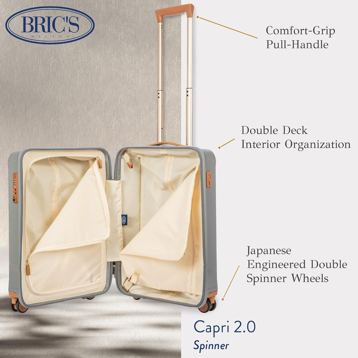 Bric's Capri 2.0 21-Inch Spinner - Luxury Carry On Luggage With Spinner Wheels - Lightweight