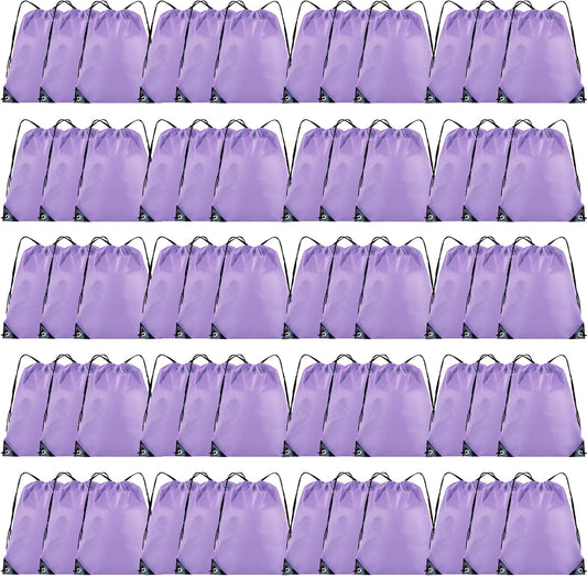 60 Pieces Drawstring Backpack Bulk Cinch Sackpack Ployster Drawstring Bags for Gym Party Trip(Lavender)
