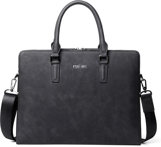 FSD. WG Business Bag Leather Messenger Bag Water Resistant Business Travel Briefcase Handbag Briefcase for Men