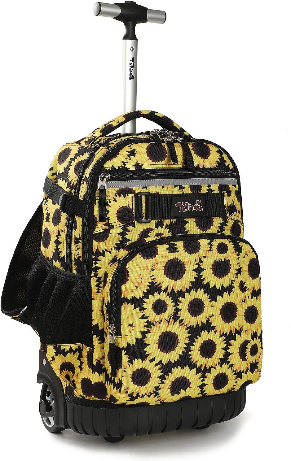 Tilami Rolling Backpack 18 inch Wheeled Laptop Backpack School College Student Travel Trip Boys and Girls (Sunflower)