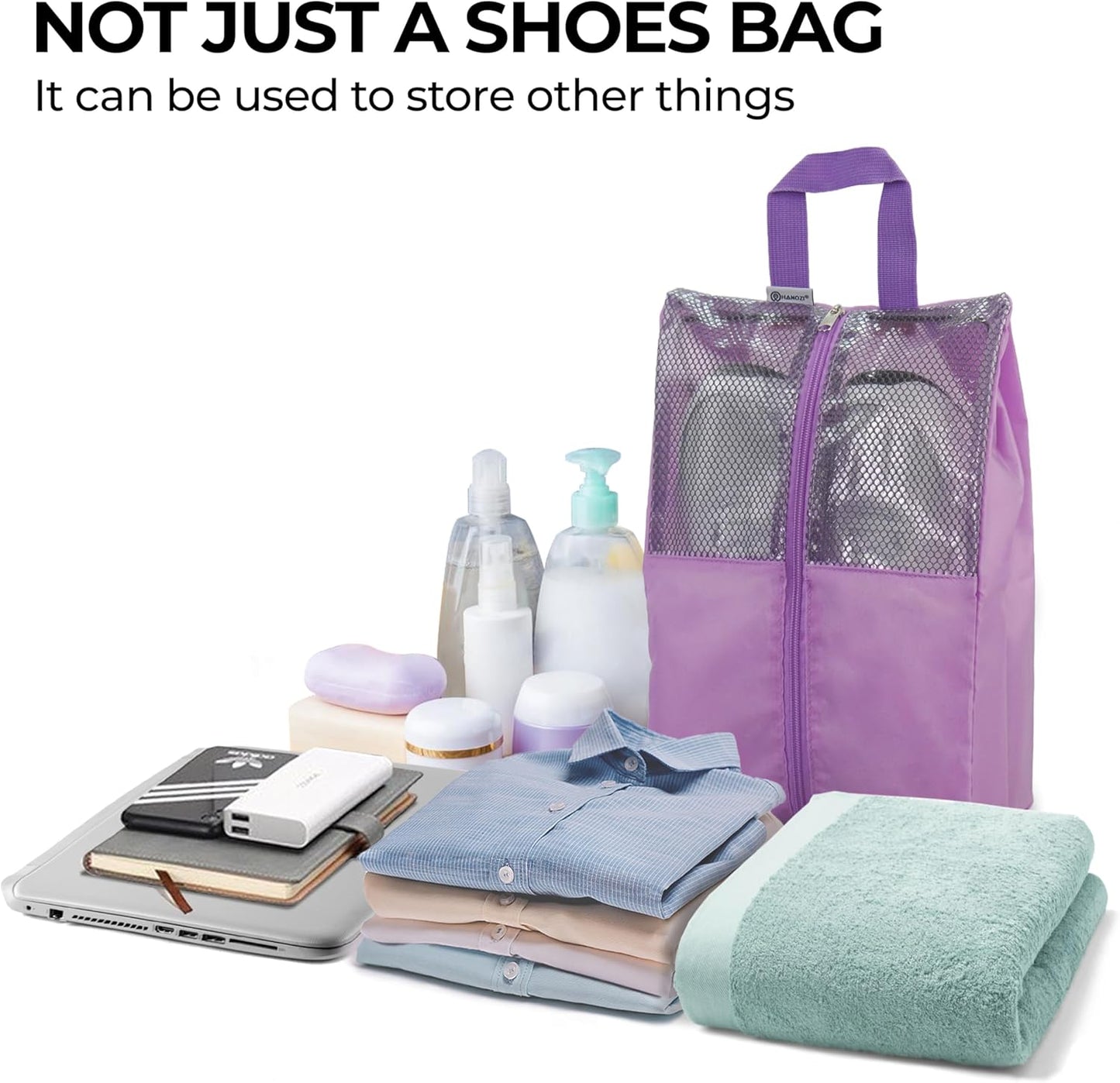 Shoe Bags For Travel, Used As For Storage or Shoe Travel Bag, Space Saving When Travelling With This Travel Shoe Bags For Packing, Sneaker Bag. (Light Purple, 2 Pack, Large)