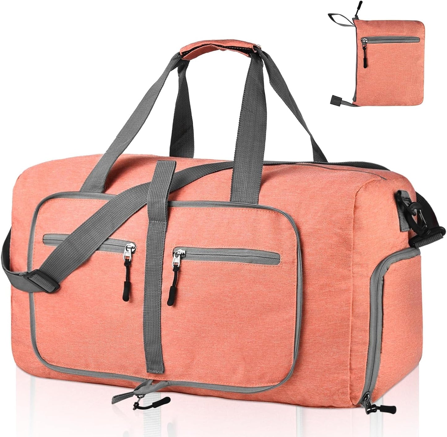 Dimayar 85L Travel Duffle Bag for Men Women - Foldable Duffel Bag with Shoes Compartment - Overnight Bags Waterproof & Tear Resistant(Orange)