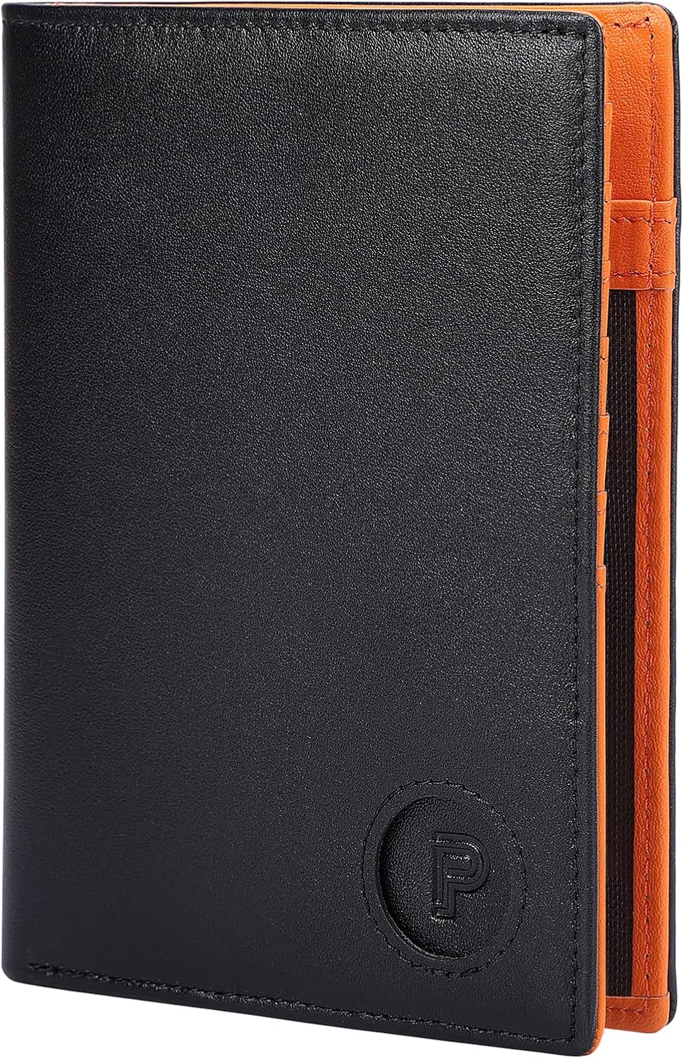 Polare Luxury RFID Blocking Leather Passport Holder Travel Wallet For Men and Women (Black/Brown with AirTag Slot)