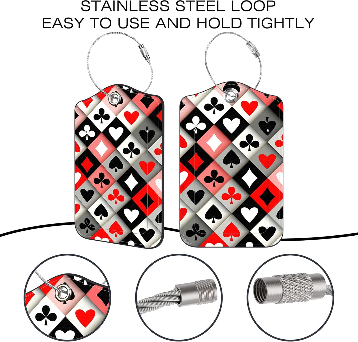 2 Pack Luggage Tags for Suitcase,Card PU Leather Idea Baggage Tag with Name Labels Privacy Cover Metal Ring Men and Women Travel Cruise Labels