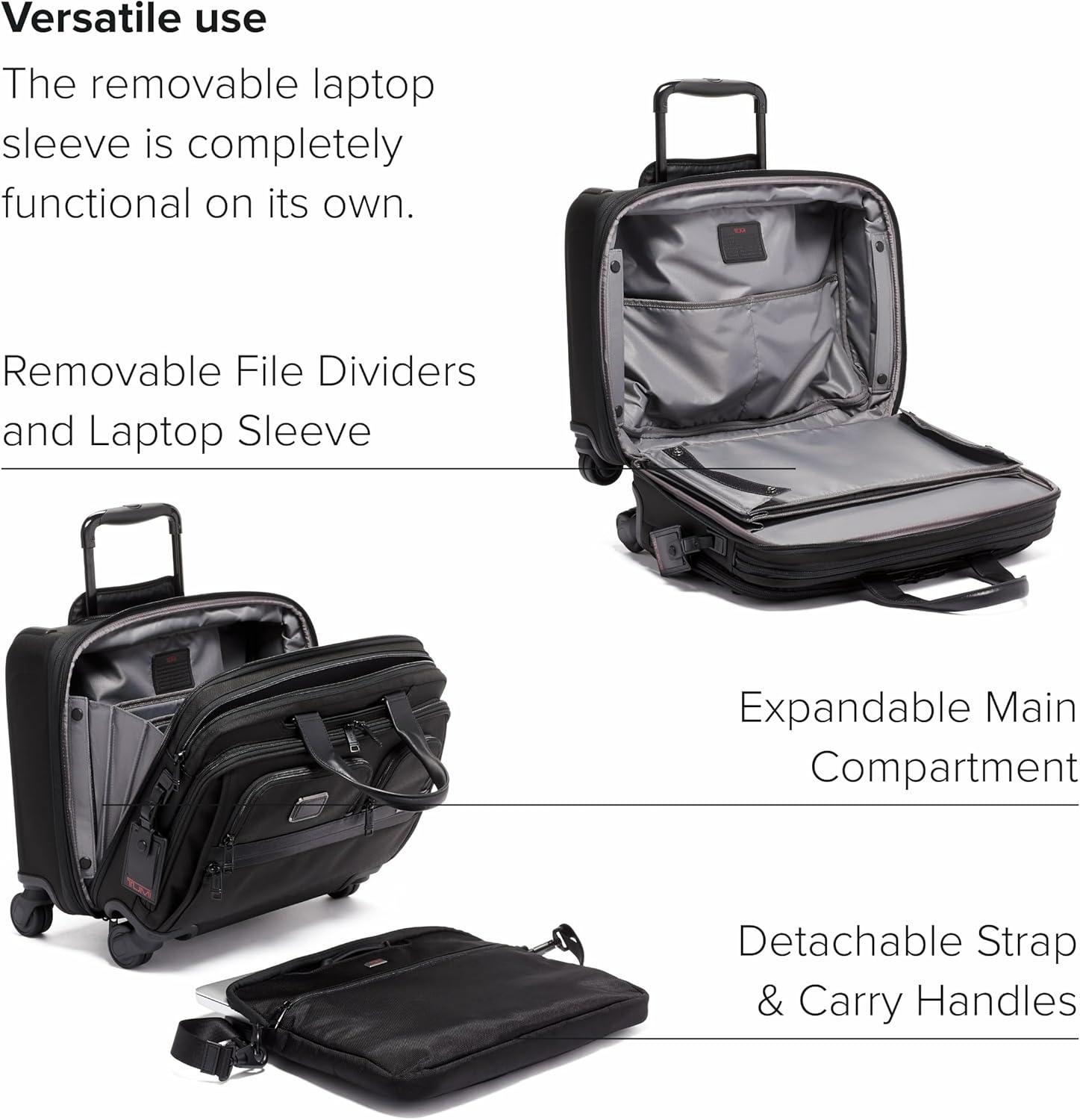 TUMI - Alpha Deluxe 4 Wheeled Laptop Case Brief - Laptop Bag with Wheels - Travel Briefcase with
