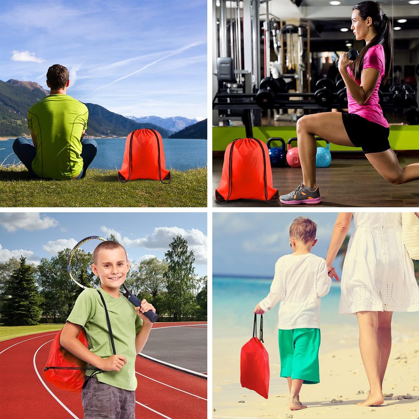 PLULON 30 Pcs Red Drawstring Bags Bulk String Bags Drawstring Backpack Cinch Sack Backpack Bags for