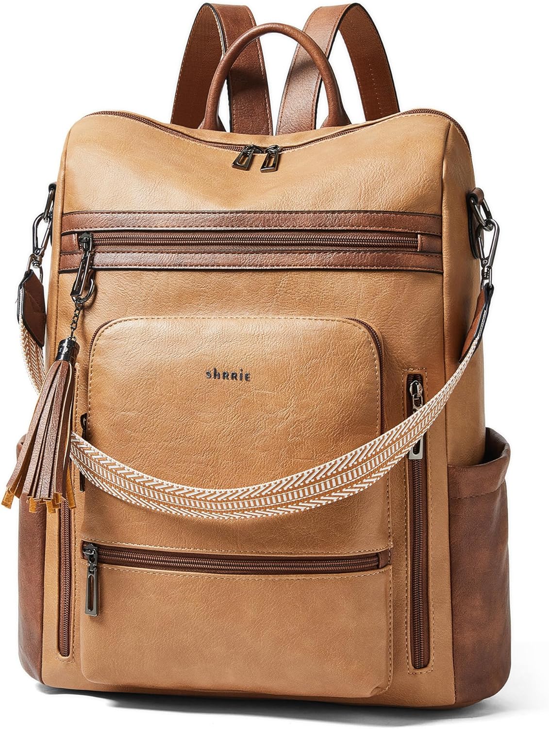 Shrrie Vegan Leather Laptop Backpack for Women 15.6 inch Work Backpack Fashion Travel Backpack