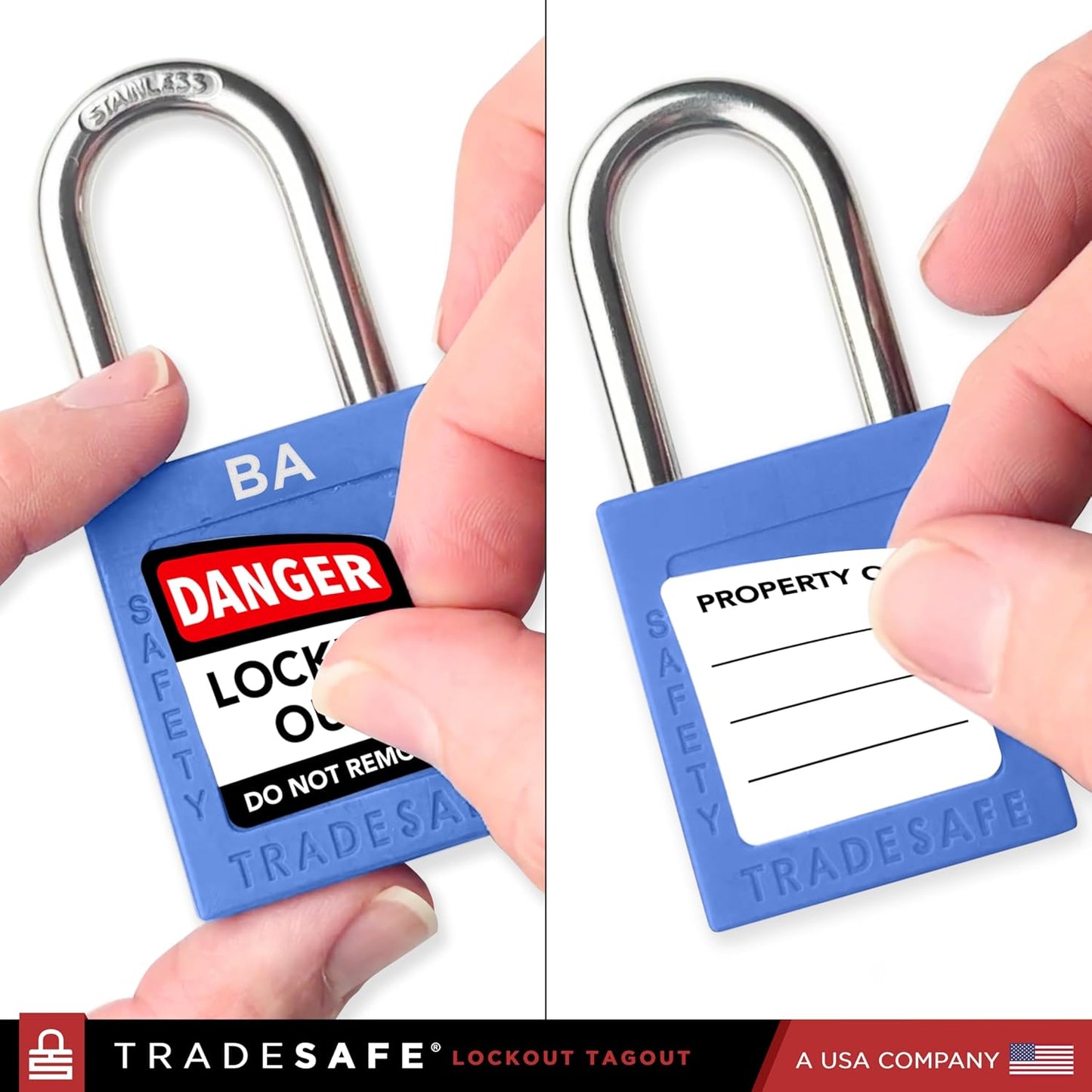 TRADESAFE Lockout Tagout Lock Sets, 10 Blue Keyed Alike Unlimited Grouping Safety Padlocks, 2 Keys Per Lock, OSHA Compliant Loto Locks, for Lock Out Tag Out Kits