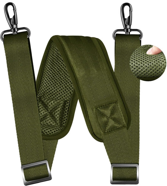 ZINZ 79 inch Shoulder Strap, Extra-thick Fixed Cushion Pad and Dual Clasps Universal Replacement Strap with Metal Swivel Hooks for Laptop Bags, Luggage Bags, Camera, Crossbody(Army Green)