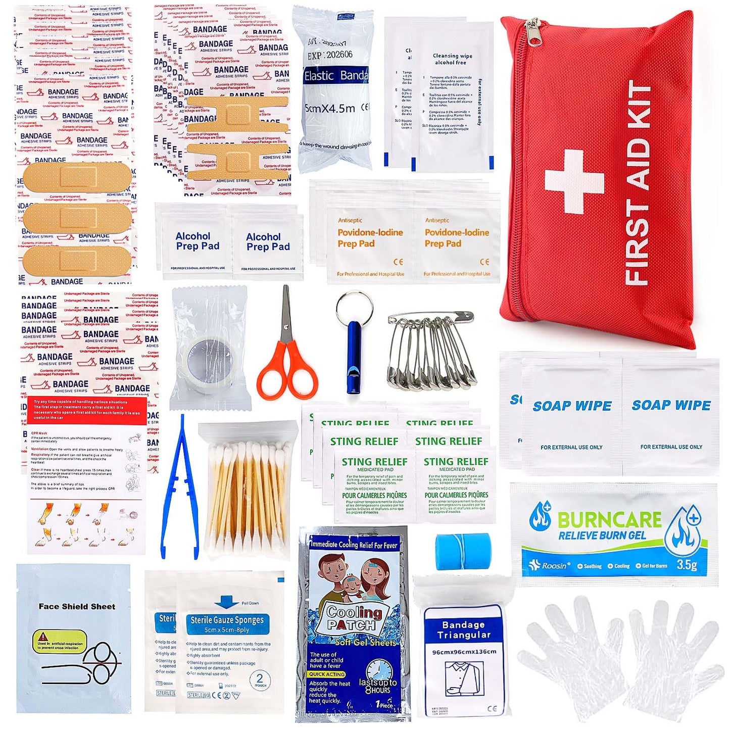 First Aid Kit for Home Car Travel 107 Piece Emergency Kits for Hiking Camping Small Trauma Kit for