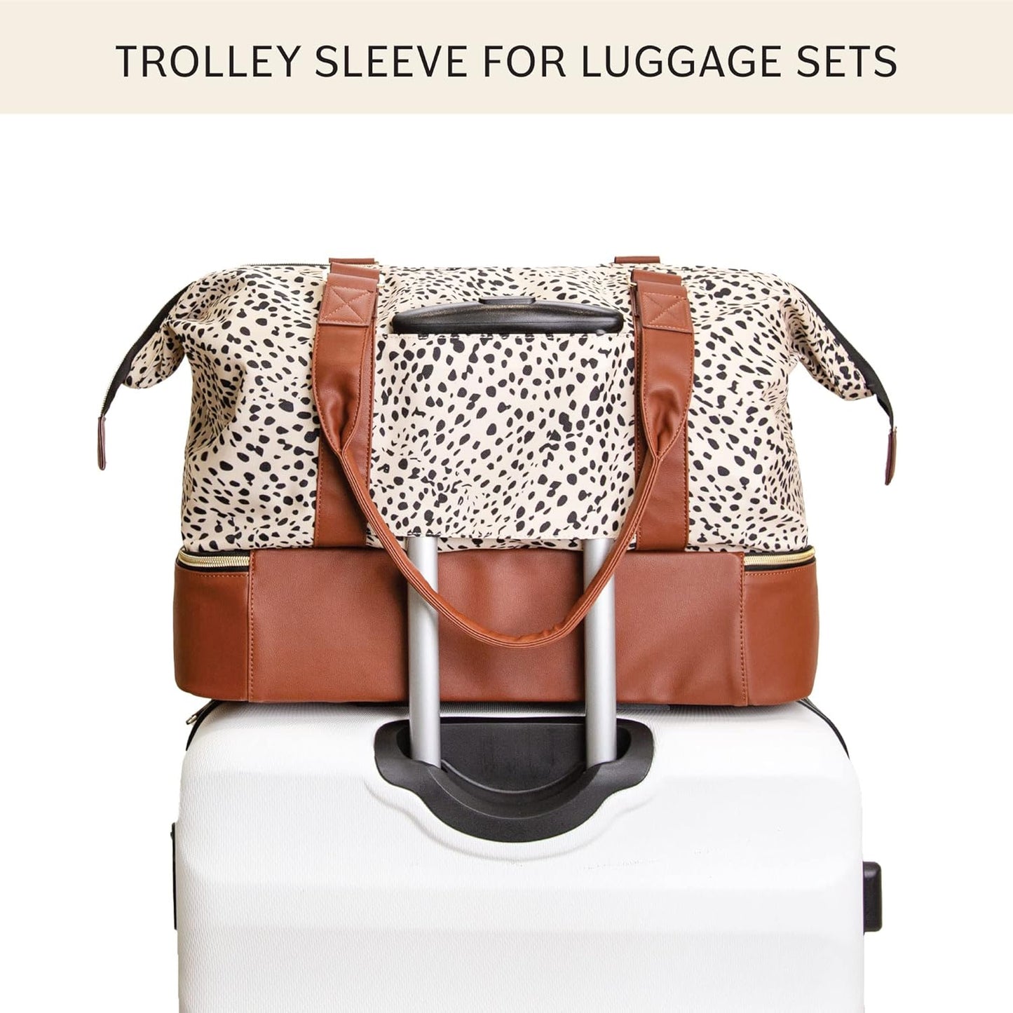 Jadyn Florence Structured Duffle Bag, Weekender Bag for Women, Carry-on Bag for Overnight and Weekend Travel, Large 45 Liter Capacity with Tote Handles (Cheetah Spot)