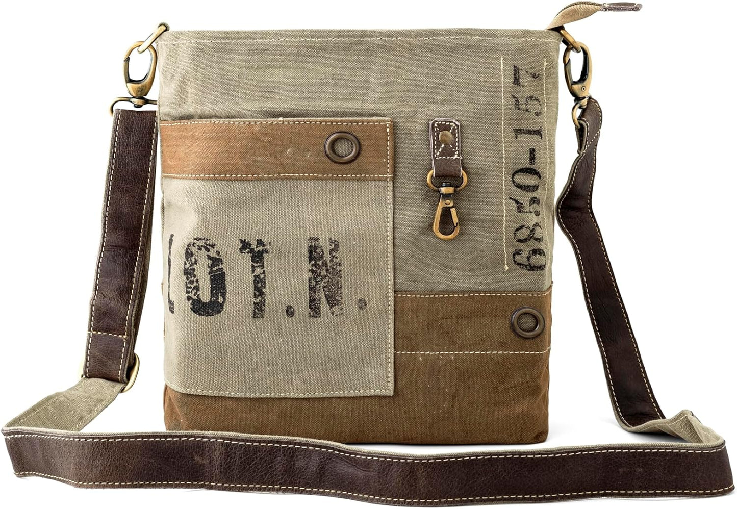 3B SHOUZO Messenger and Shoulder Bag - Upcycled Vintage Canvas & Leather