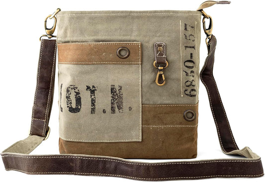 3B SHOUZO Messenger and Shoulder Bag - Upcycled Vintage Canvas & Leather