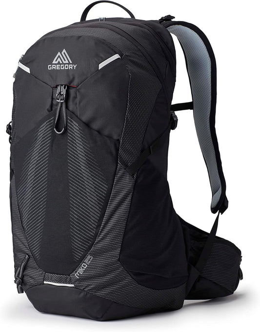 Gregory Miko 25L Unisex Day Hiking Backpack, Ventilated Backpanel, Built-In Hydration Attachment for Water Bladder (Reservoir Not Included), One Size Fits All, Optic Black