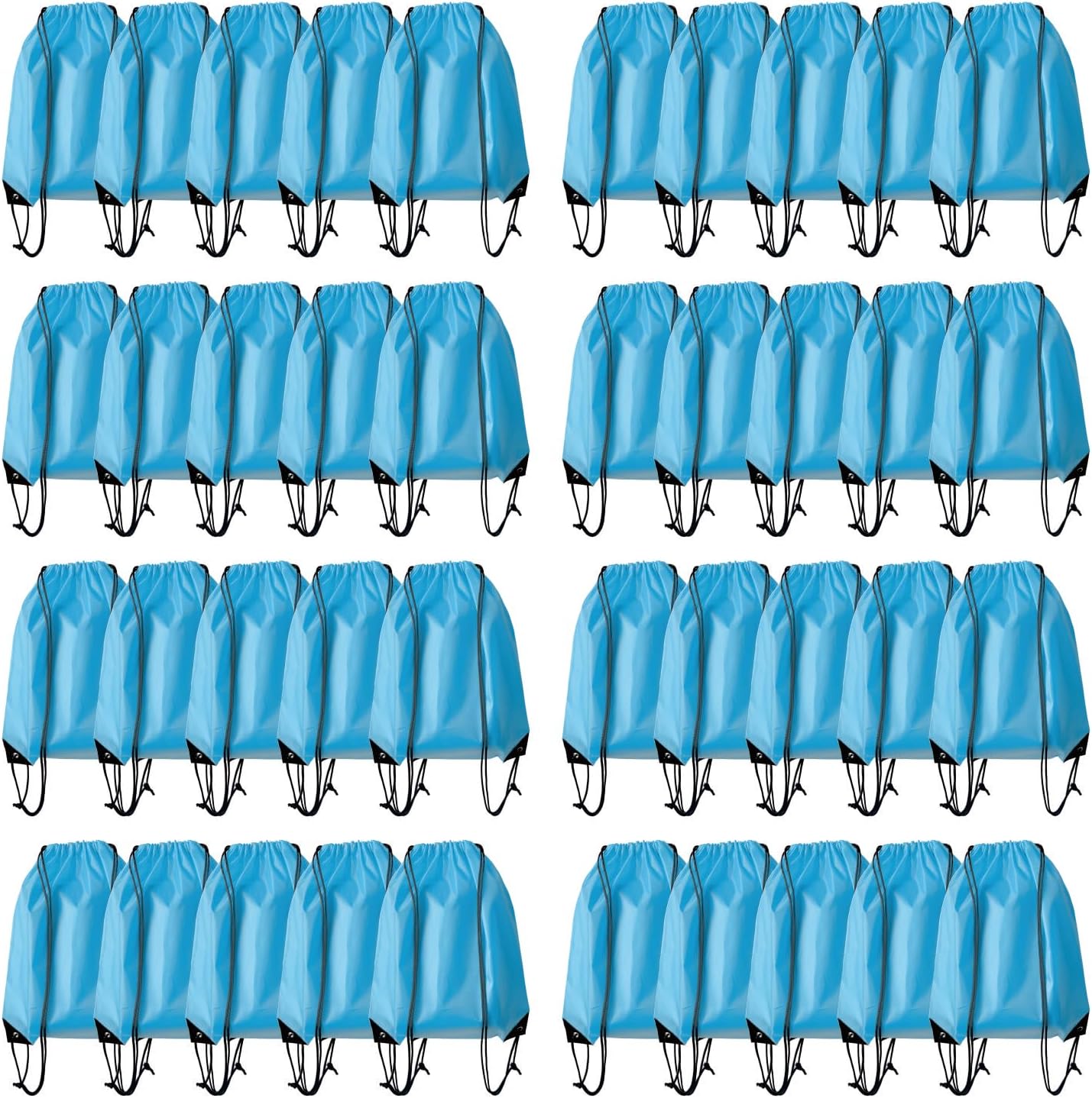 Drawstring Backpack Bulk 40Pcs Draw String Backpack Bags DIY Gym Sports Traveling Yoga Cinch Bag Sackpack Drawstring (sky blue light blue)
