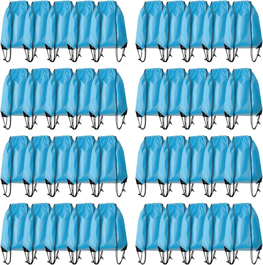 Drawstring Backpack Bulk 40Pcs Draw String Backpack Bags DIY Gym Sports Traveling Yoga Cinch Bag Sackpack Drawstring (sky blue light blue)