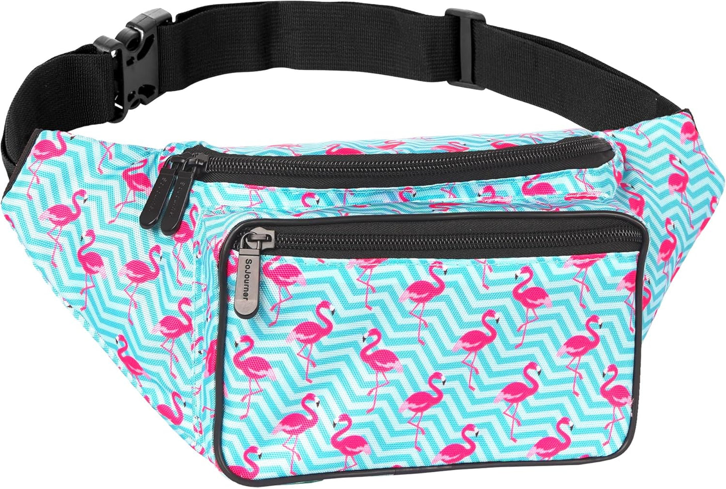 Fanny Pack Belt bag - Crossbody Waist Bag for Men or Women - Hands-Free, Waterproof Large Bumbag for Hiking, Running, and Travel (Flamingo)