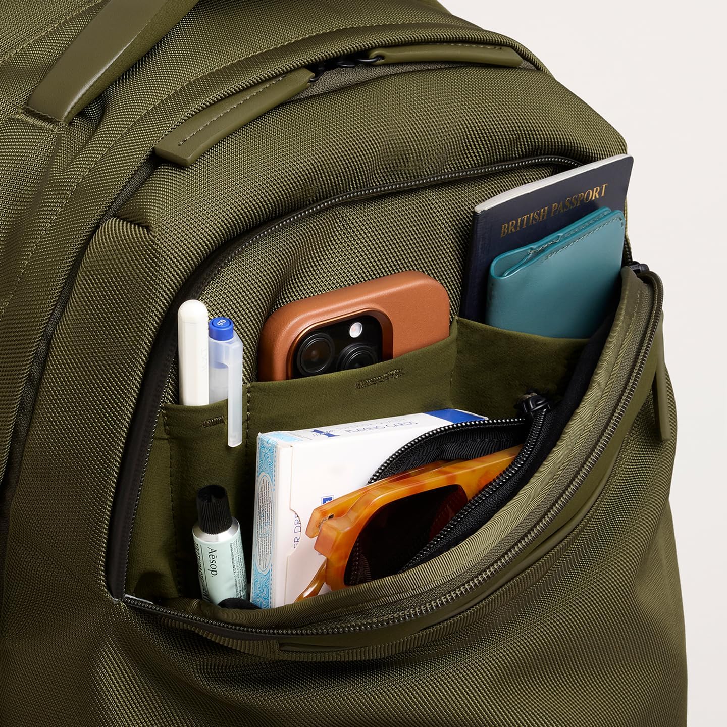 Troubadour Neo Backpack - 22L Lightweight Laptop Backpack - Ergonomic & Water Resistant - Versatile Style for Work and Travel - Bronzed Olive