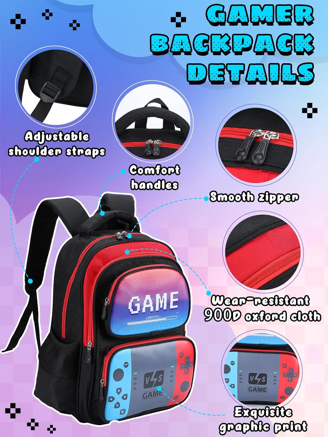 Bigmeta Large Capacity Kids Backpack for Boys - Aged 8-12 Back to School Gamer Bookbag for Elementary Middle School Teens Gifts