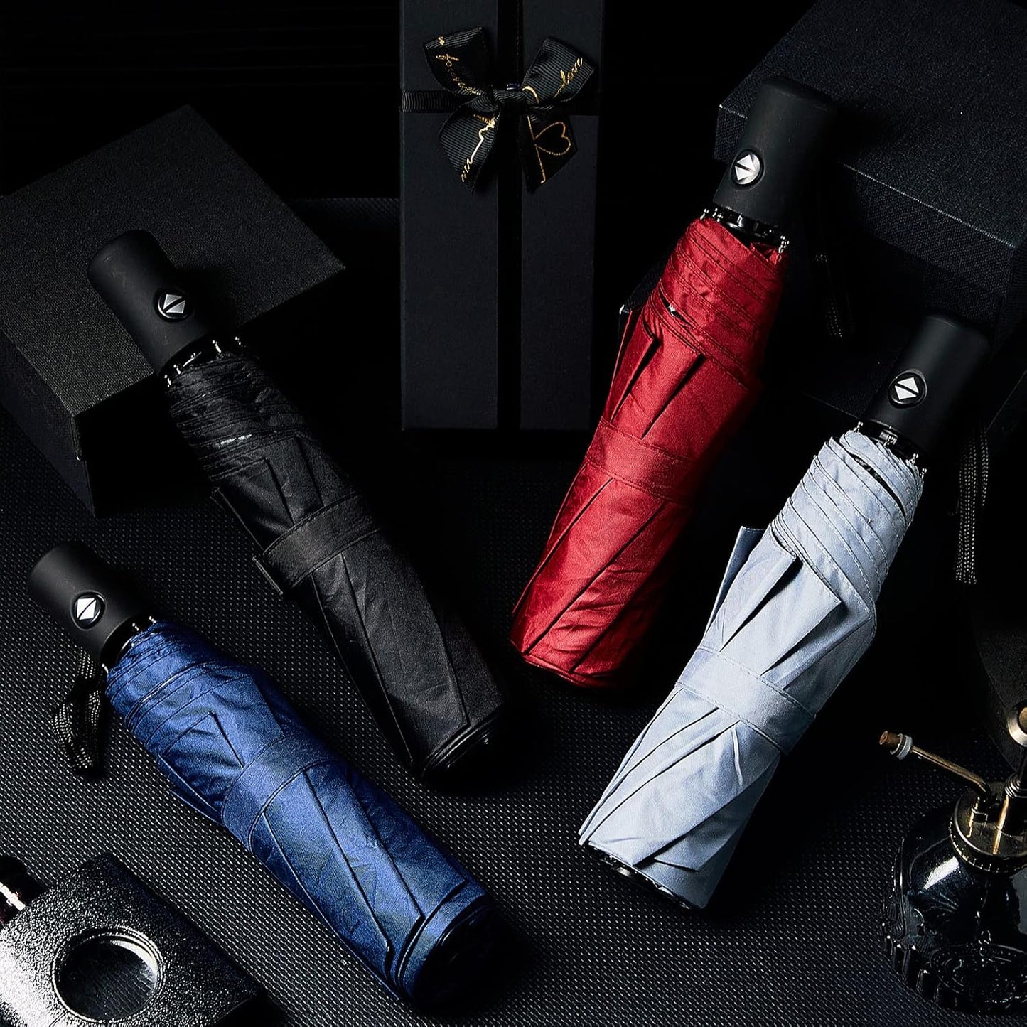 Amylove Windproof Travel Compact Umbrellas Bulk Wind Resistant Folding Auto Open and Close Rain Automatic Travel Collapsible Portable Umbrellas for Men and Women 4 Colors