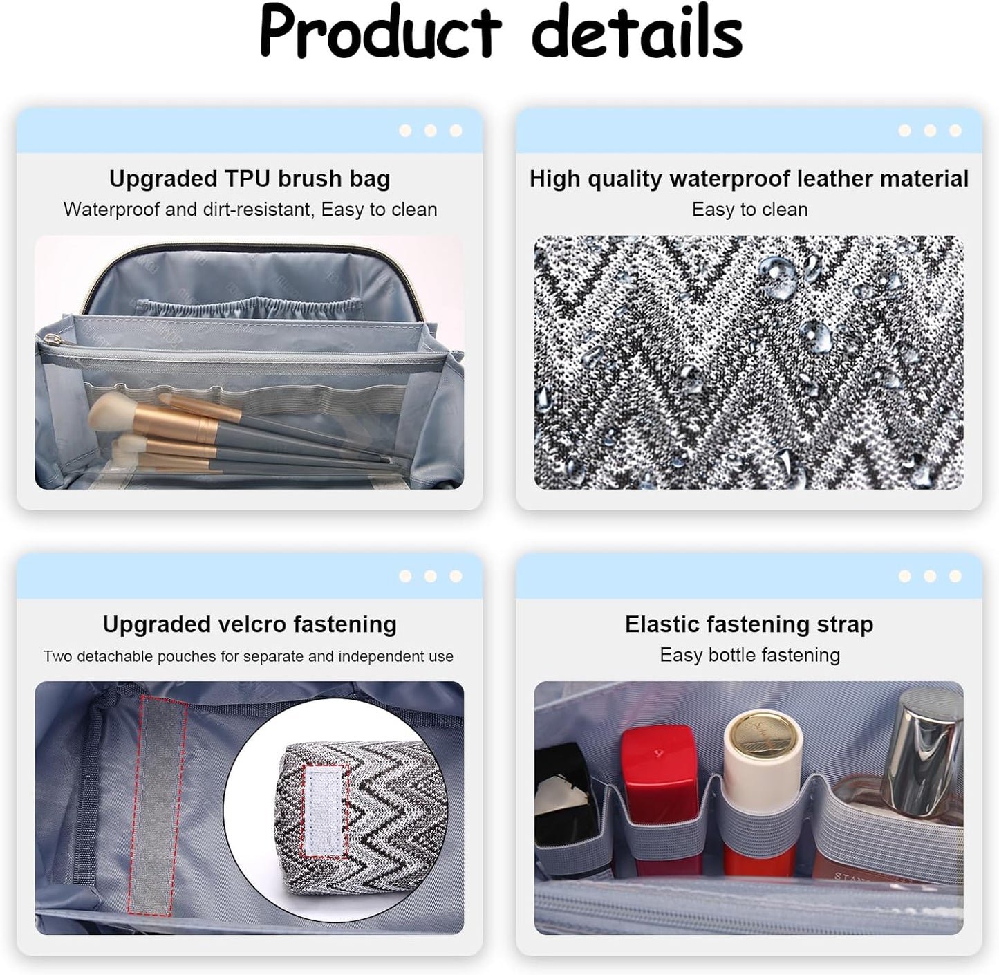 BOYATU Travel Makeup Bag for Women: Western Boho Make up Bag Set of 3 - Large Capacity Vegan
