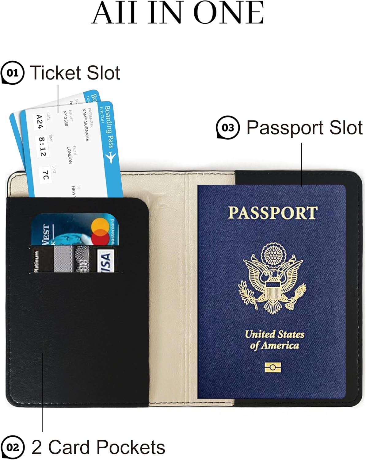 Passport Holder for Travel Essentials,RFID Blocking Passport Cover Case for Travel Accessories,Travel Wallet for Women Men (Black)