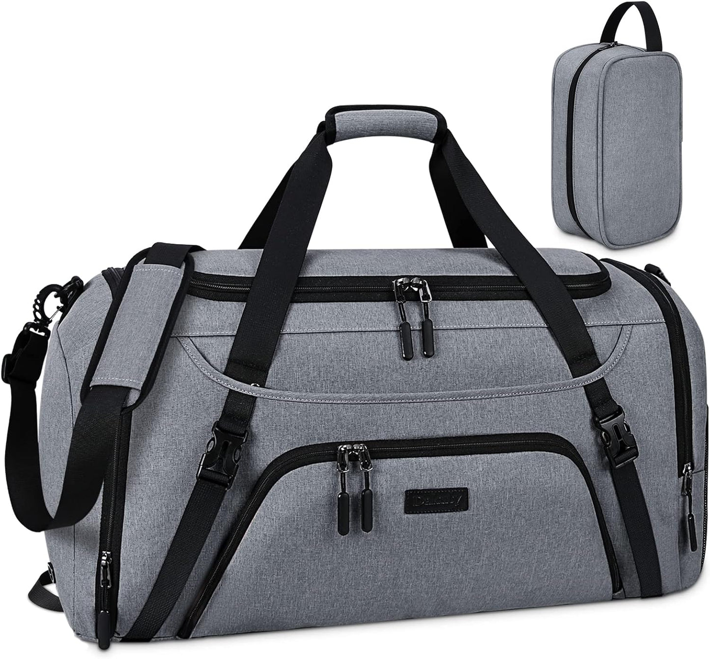 Gym Duffle Bag for Women Men 40L Waterproof Sports Bags Travel Duffel Bags with Shoe Compartment,Wet Pocket Large Weekender Overnight Bag with Toiletry Bag,Grey