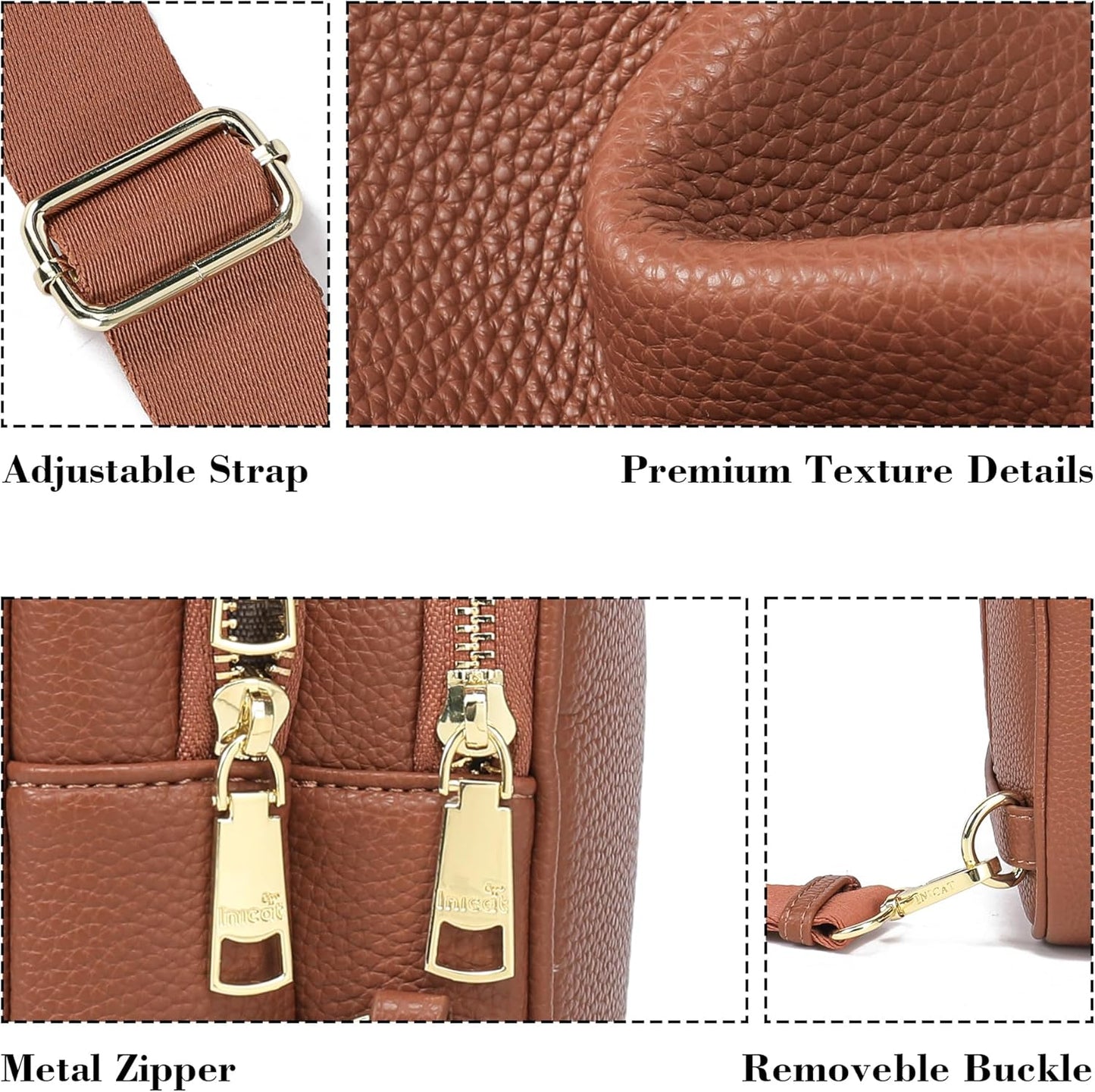 INICAT Crossbody Sling Bags Travel Cross Body Purses Faux Leather Fanny Packs Chest Bag for Women