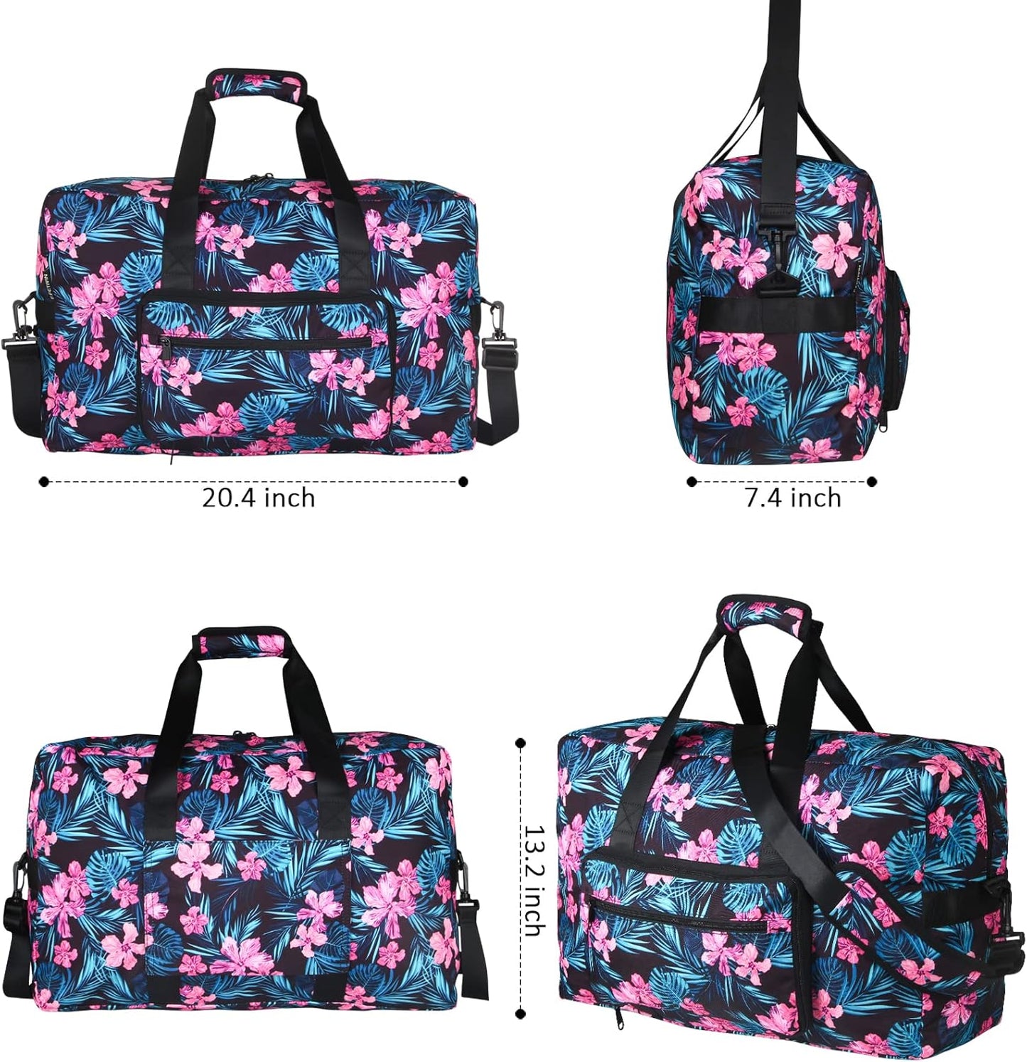 F.FETIVIN Weekender Bag Carry On Travel Duffle Medium Overnight Bag for Women(Flower2)