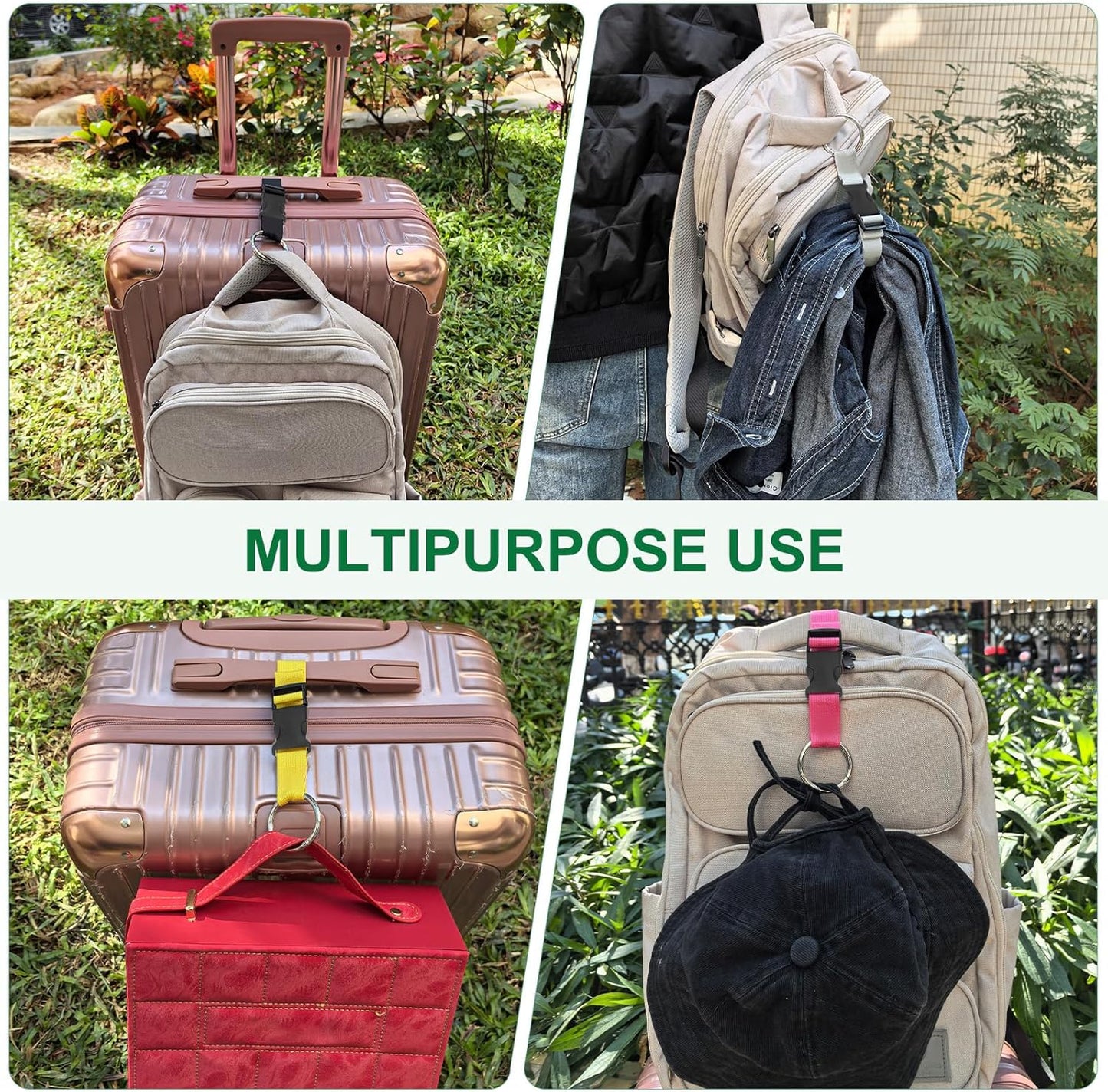 3-Pack Add A Bag Luggage Strap, Adjustable Suitcase Belt for Connecting Handbag/Backpack/Jacket
