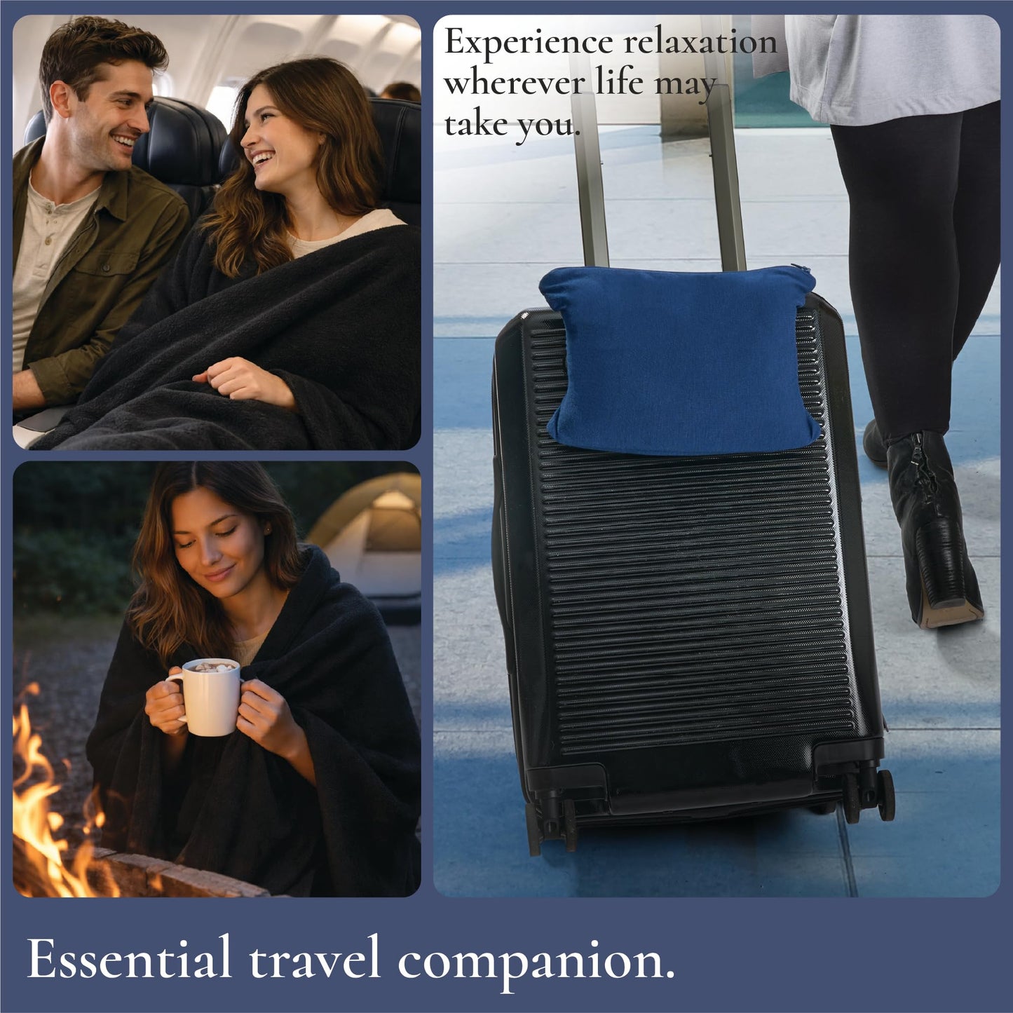 Brookstone Travel Blanket 2-in-1 Soft Throw with Carrying Pouch