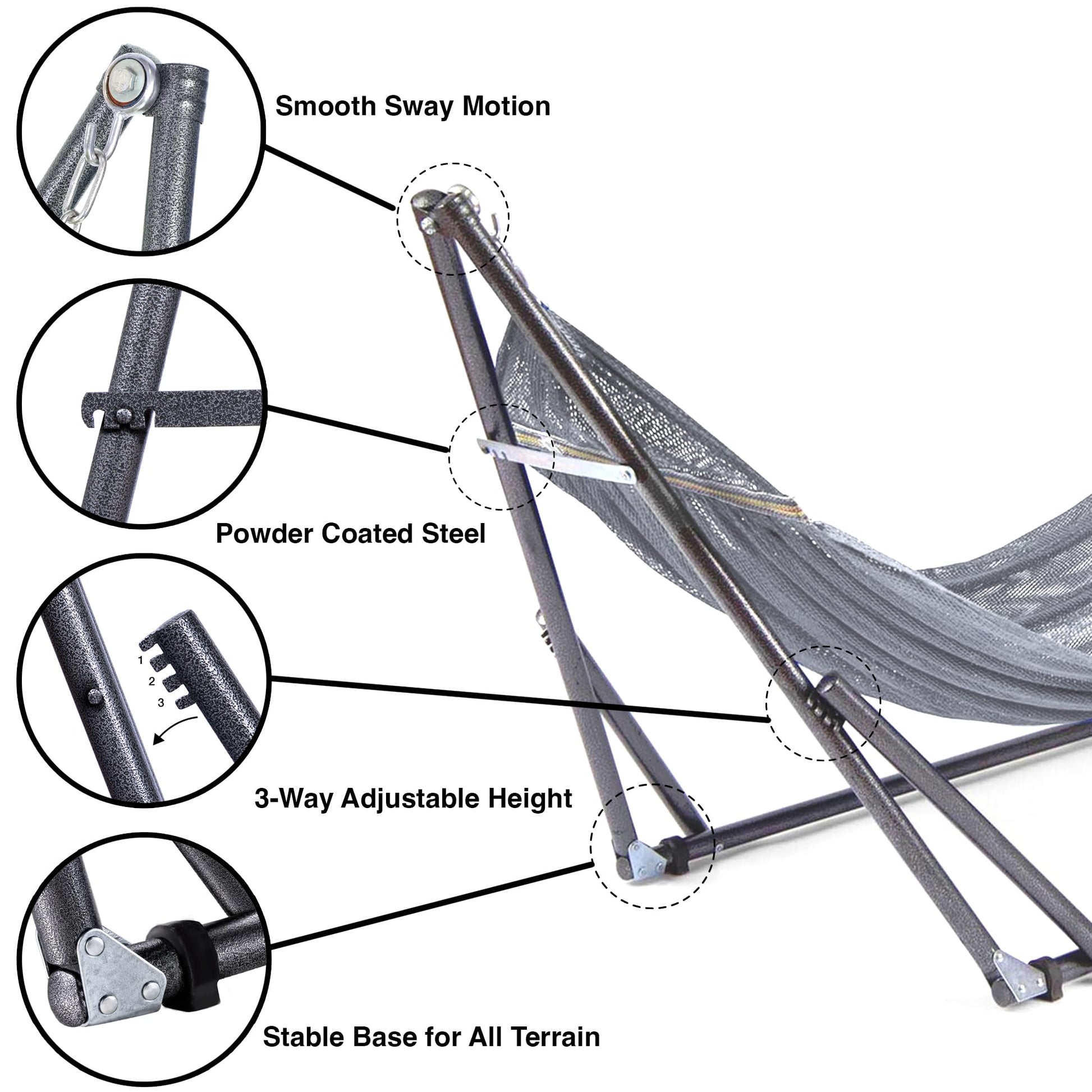 Best Home Fashion Portable Hammock with Collapsible Steel Stand, 450 lbs Capacity, No Tools