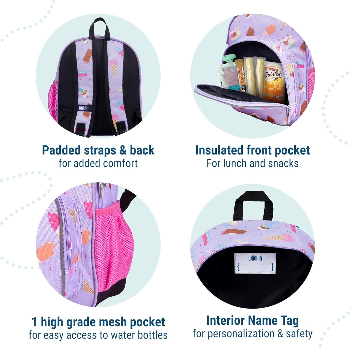 Wildkin 12-inch Kids Backpack – Padded, Adjustable, Ideal for Daycare & Travel - Sweet Dreams