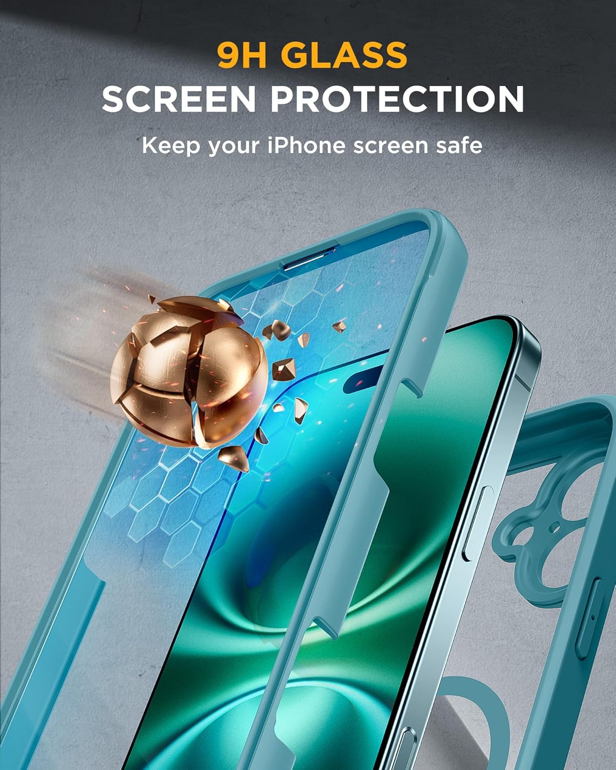 Miracase for iPhone 16 Case 6.1'', [Bubble Free] Full-Body Bumper Phone case with Built-in Full Glass Screen &Lens Protector,No Gap,Compatible with MagSafe,Drop Proof 16 Cover,Green