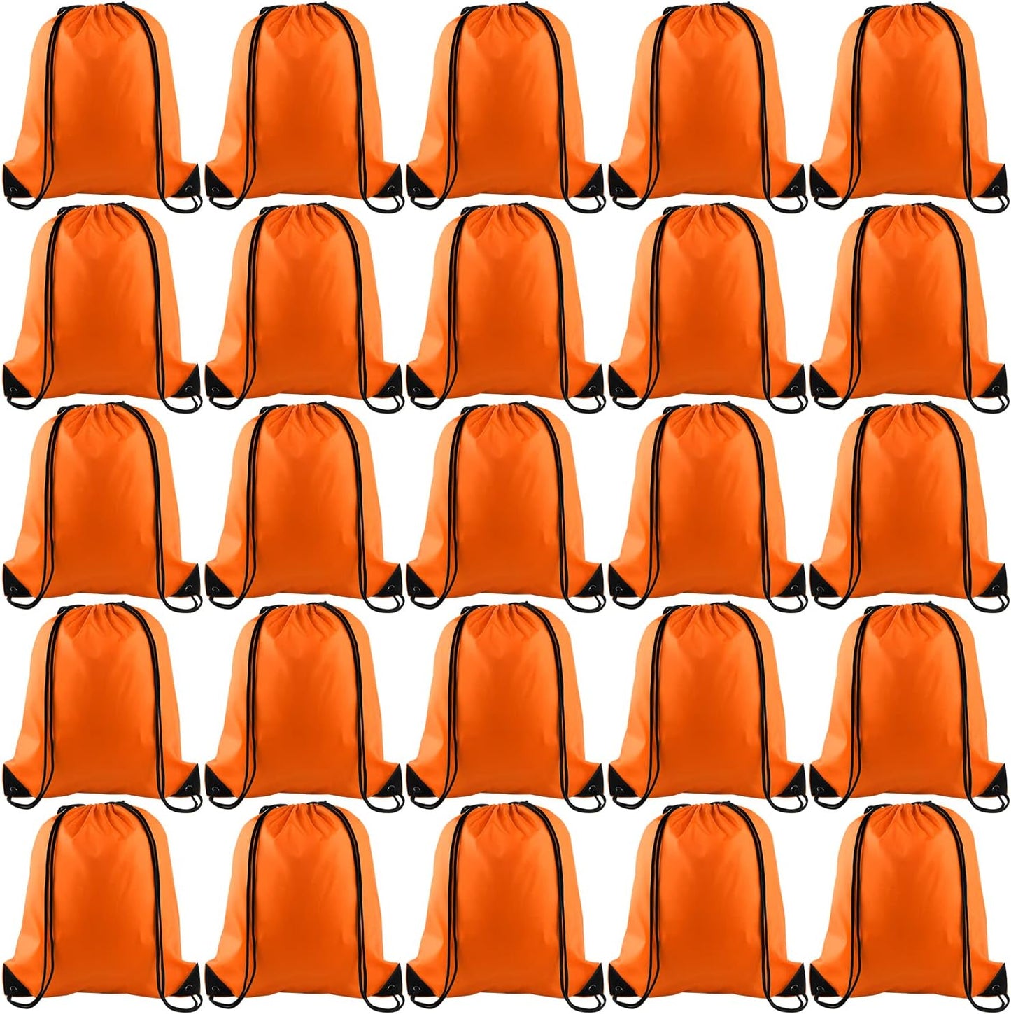 KUUQA 25Pcs Orange Drawstring Bags - String Backpacks for Gym, Sport, Traveling